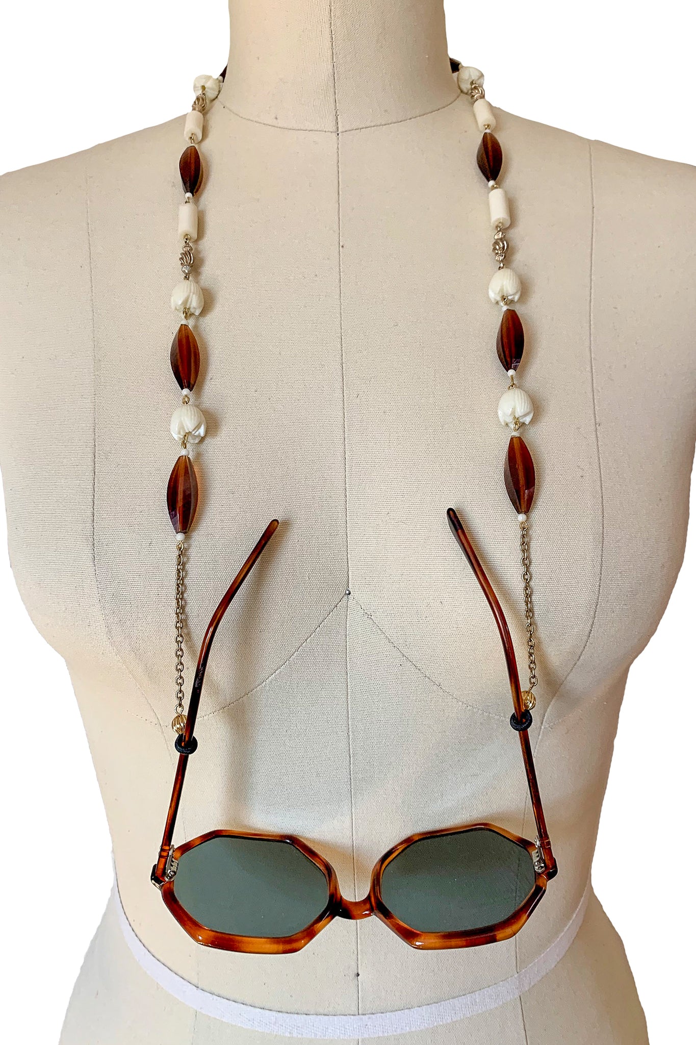 Tortoise and Cream Eyeglass Chain