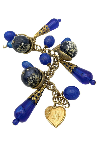 Cobalt Blue and Gold Charm Bracelet