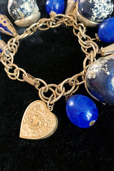 Cobalt Blue and Gold Charm Bracelet