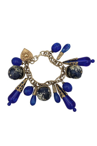 Cobalt Blue and Gold Charm Bracelet