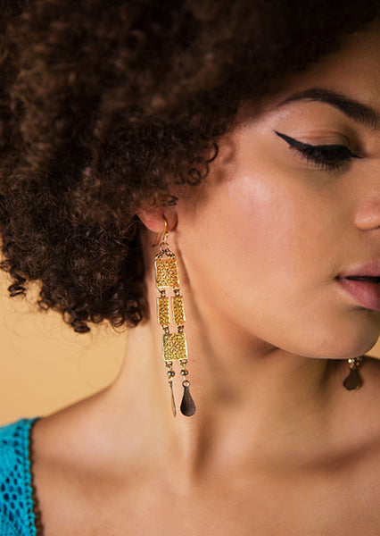 Gold Filigree Drop Earrings