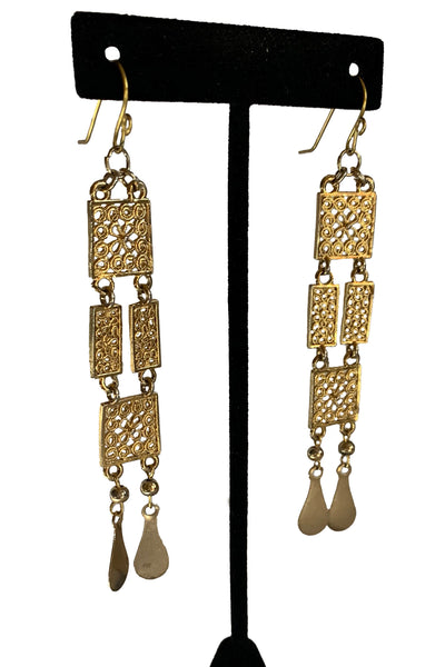 Gold Filigree Drop Earrings