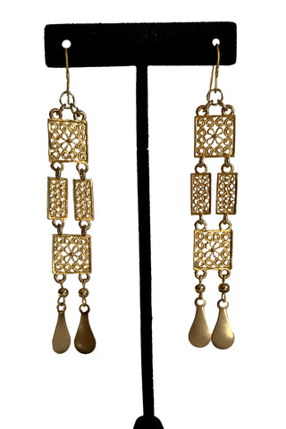 Gold Filigree Drop Earrings