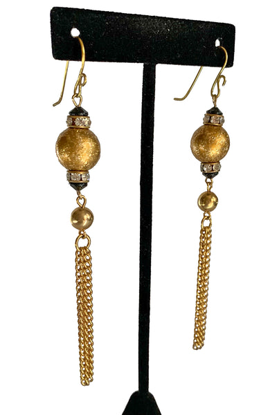 Gold Ball and Chain Dangle Earrings