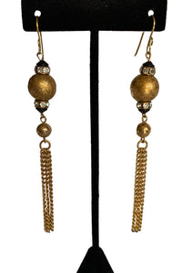 Gold Ball and Chain Dangle Earrings