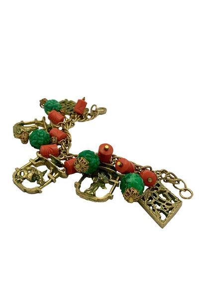 Coral and Green Charm Bracelet