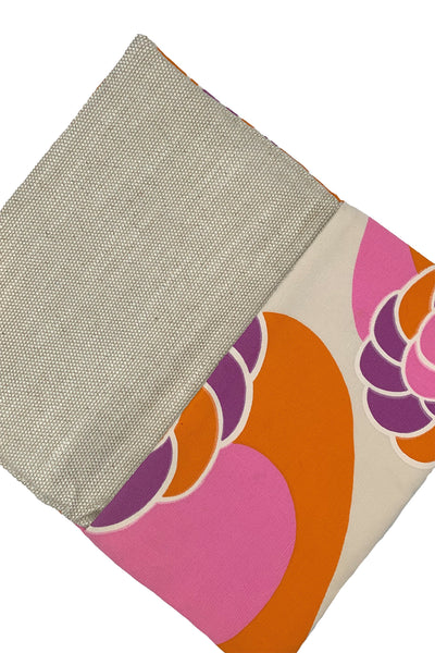 Vintage Textile Orange, Purple and Pink Large Clutch