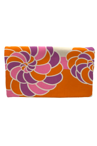 Vintage Textile Orange, Purple and Pink Large Clutch