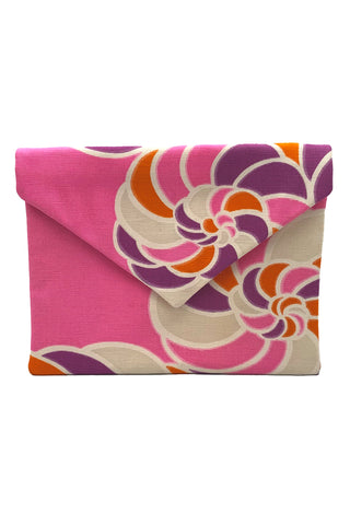 Vintage Textile Orange, Purple and Pink Envelope Clutch