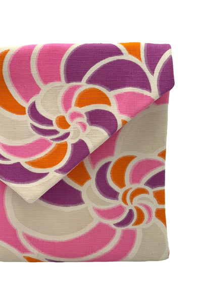 Vintage Textile Orange, Purple and Pink Envelope Clutch