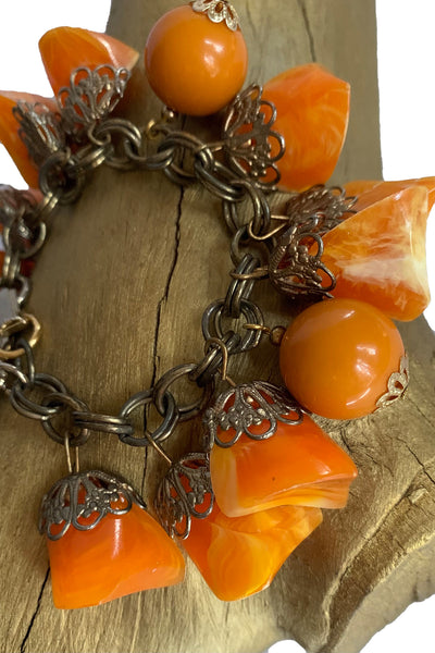 Orange Chunky Charm Bracelet