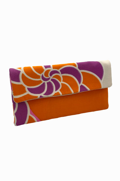 Vintage Textile Orange, Purple and Pink Mini Clutch