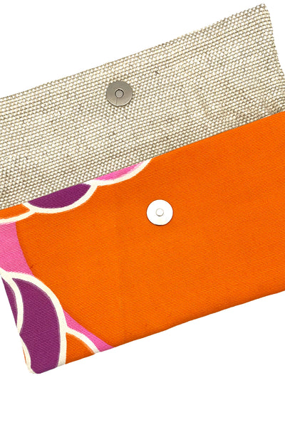 Vintage Textile Orange, Purple and Pink Mini Clutch