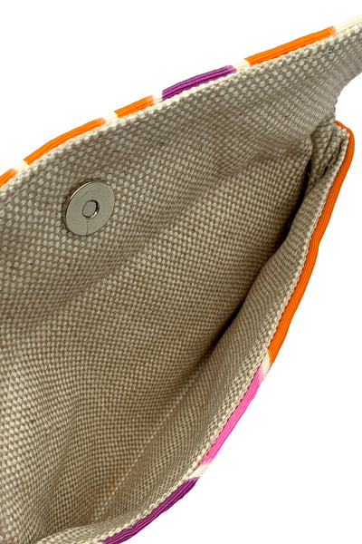 Vintage Textile Orange, Purple and Pink Mini Clutch