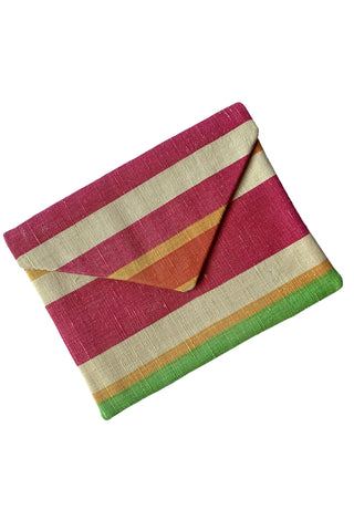 Vintage Textile Pink Stripe Envelope Clutch