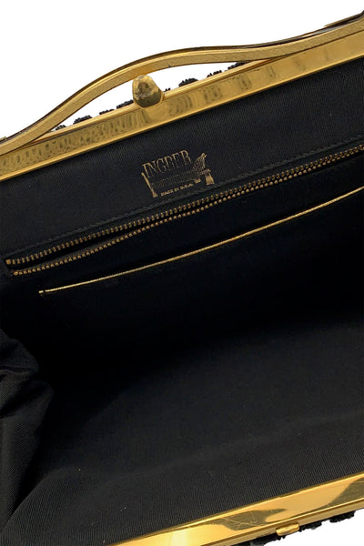 1960's Black Chenille Carpet Bag