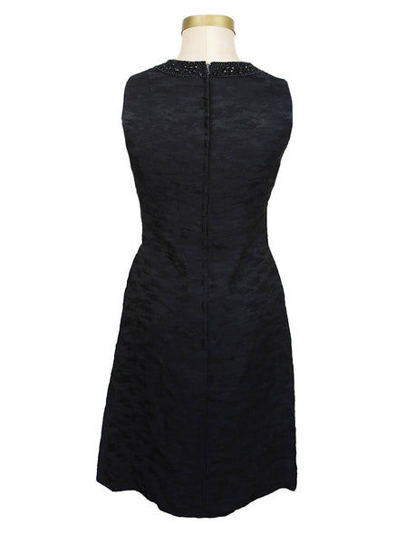 1960s Black Damask Cocktail Dress