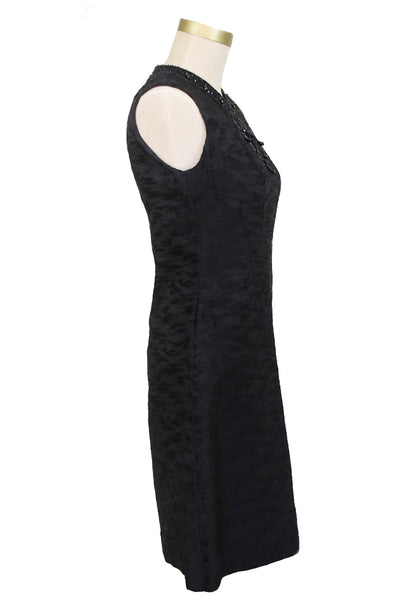 1960s Black Damask Cocktail Dress