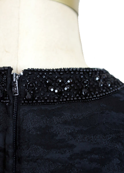 1960s Black Damask Cocktail Dress