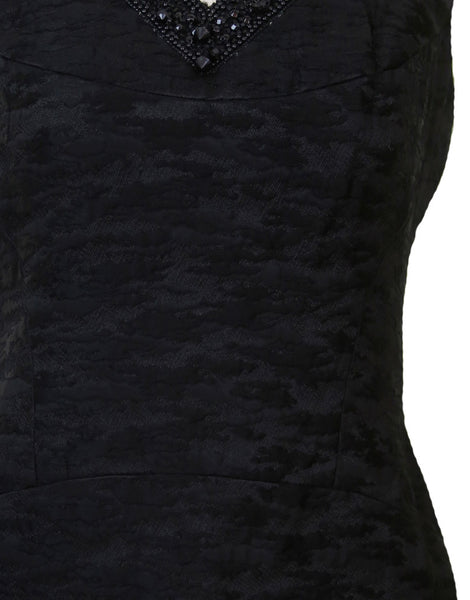 1960s Black Damask Cocktail Dress