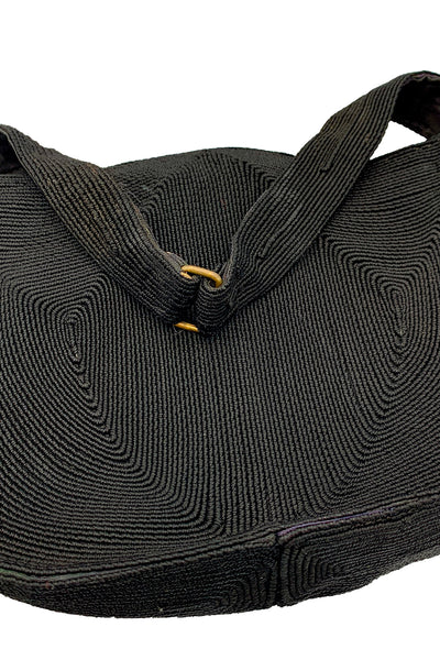 1940s Black Corded Bag