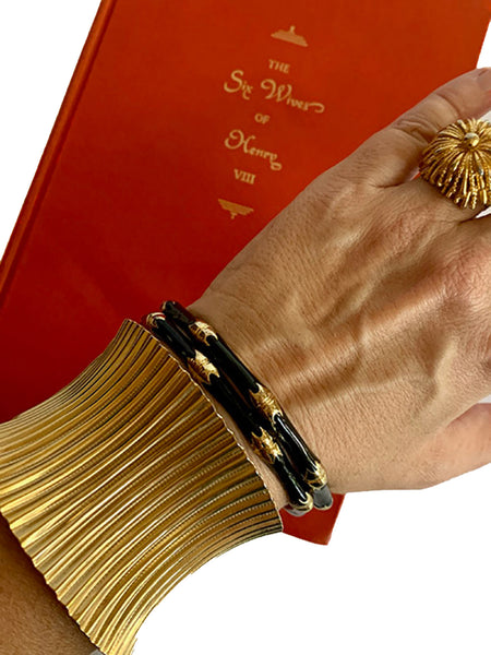 1970s Black and Gold Enamel Bangle Set