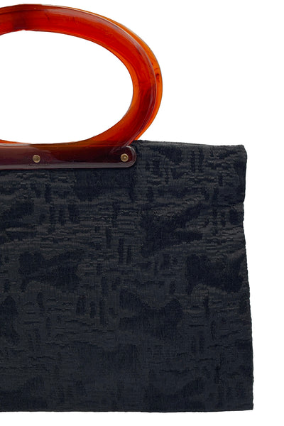 1960's Black Brocade Folding Bag