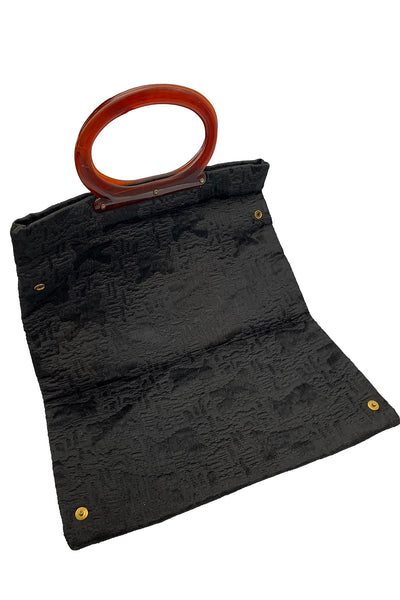 1960's Black Brocade Folding Bag