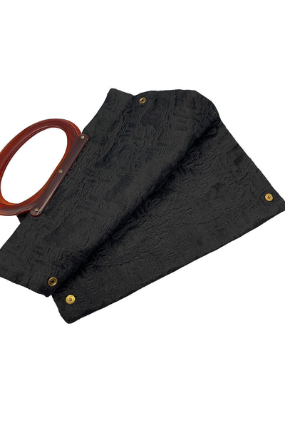 1960's Black Brocade Folding Bag