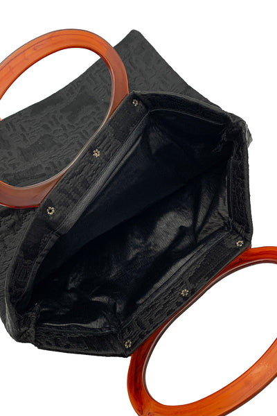 1960's Black Brocade Folding Bag