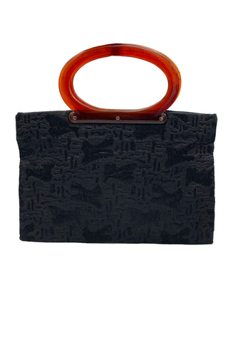 1960's Black Brocade Folding Bag