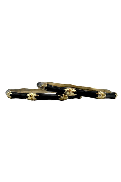 1970s Black and Gold Enamel Bangle Set
