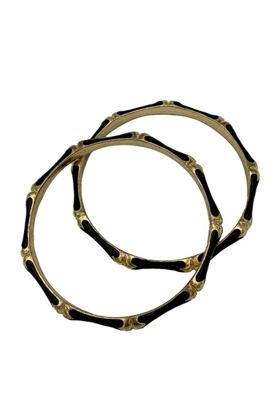 1970s Black and Gold Enamel Bangle Set