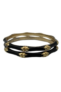 1970's Black and Gold Enamel Bangle Set