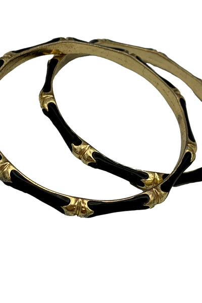 1970s Black and Gold Enamel Bangle Set