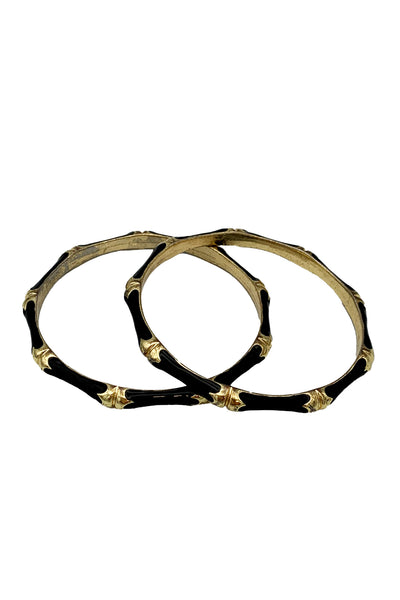 1970s Black and Gold Enamel Bangle Set