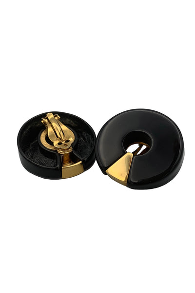 1980's Black and Gold Chunky Earrings