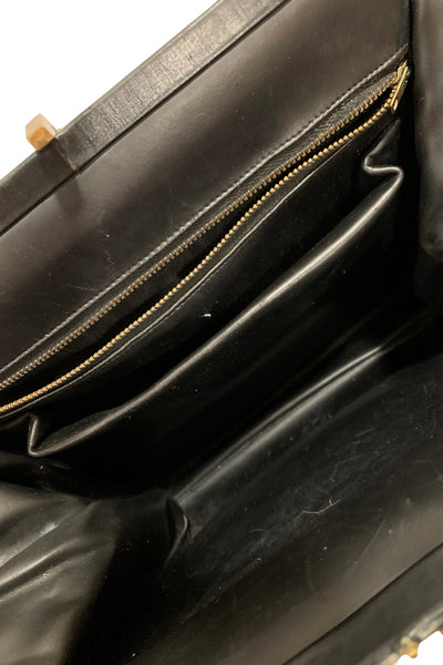 1950's Black Large Leather Handbag