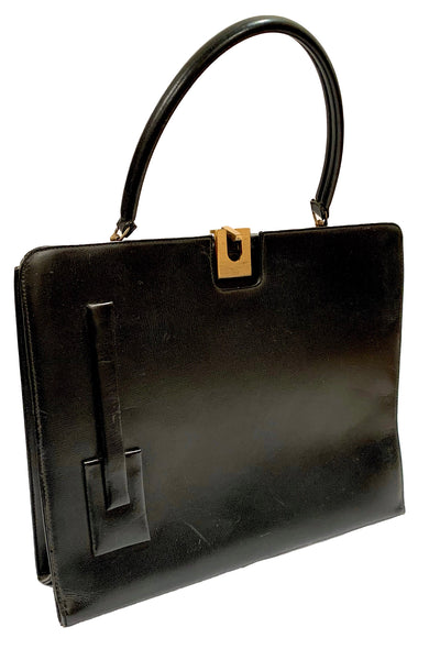 1950's Black Large Leather Handbag