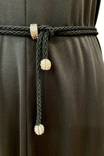 1970s Black Long Sleeve A-Line Dress