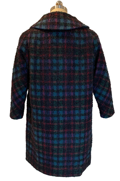 1960's Black Plaid Bouclé Coat
