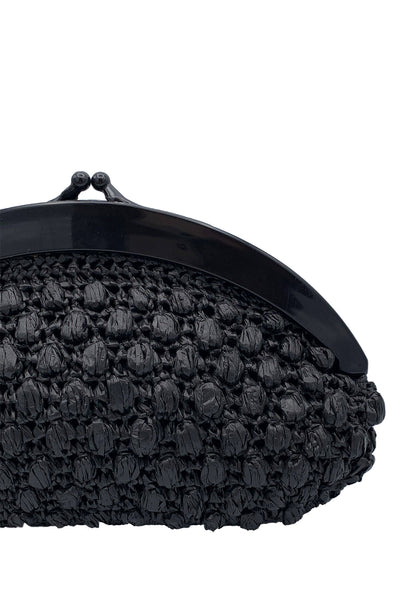 1960's Black Raffia Clutch