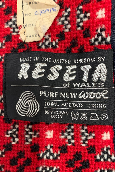 1960's Red and Black Wool Reseta Cape