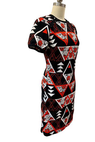 1970s Red, White and Black Shift Dress