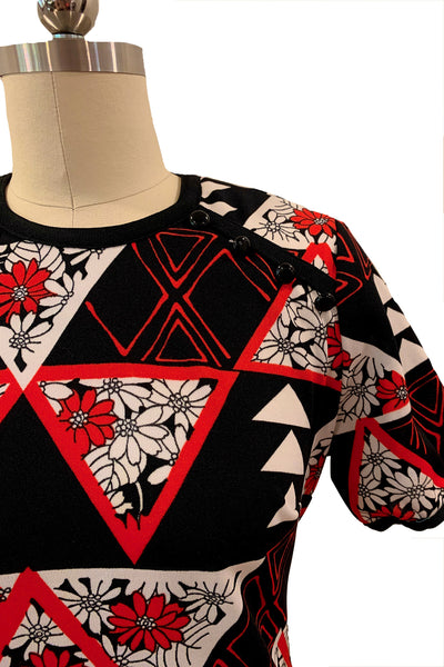 1970s Red, White and Black Shift Dress