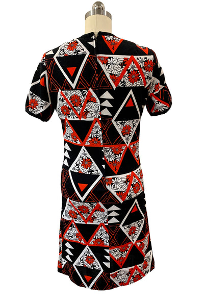 1970s Red, White and Black Shift Dress