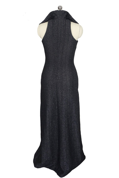 1970s Black and Silver Metallic Column Dress