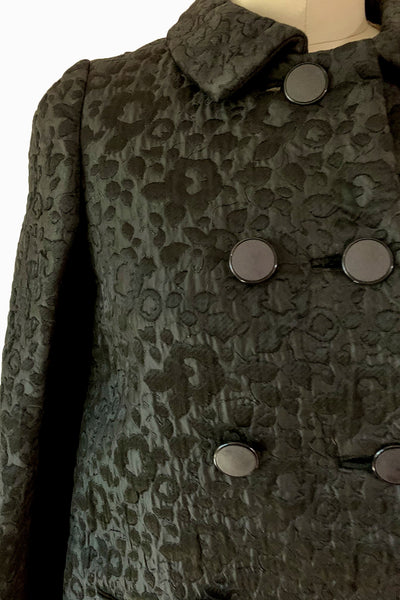 1960's Black Damask Neusteters Swing Coat