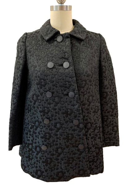 1960's Black Damask Neusteters Swing Coat
