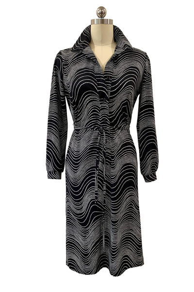 1970s Black and White A-Line Dress